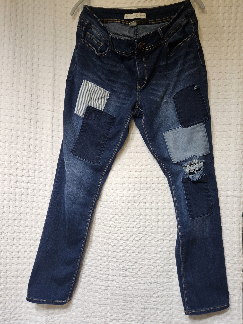 Distressed Patchwork Skinny Jeans